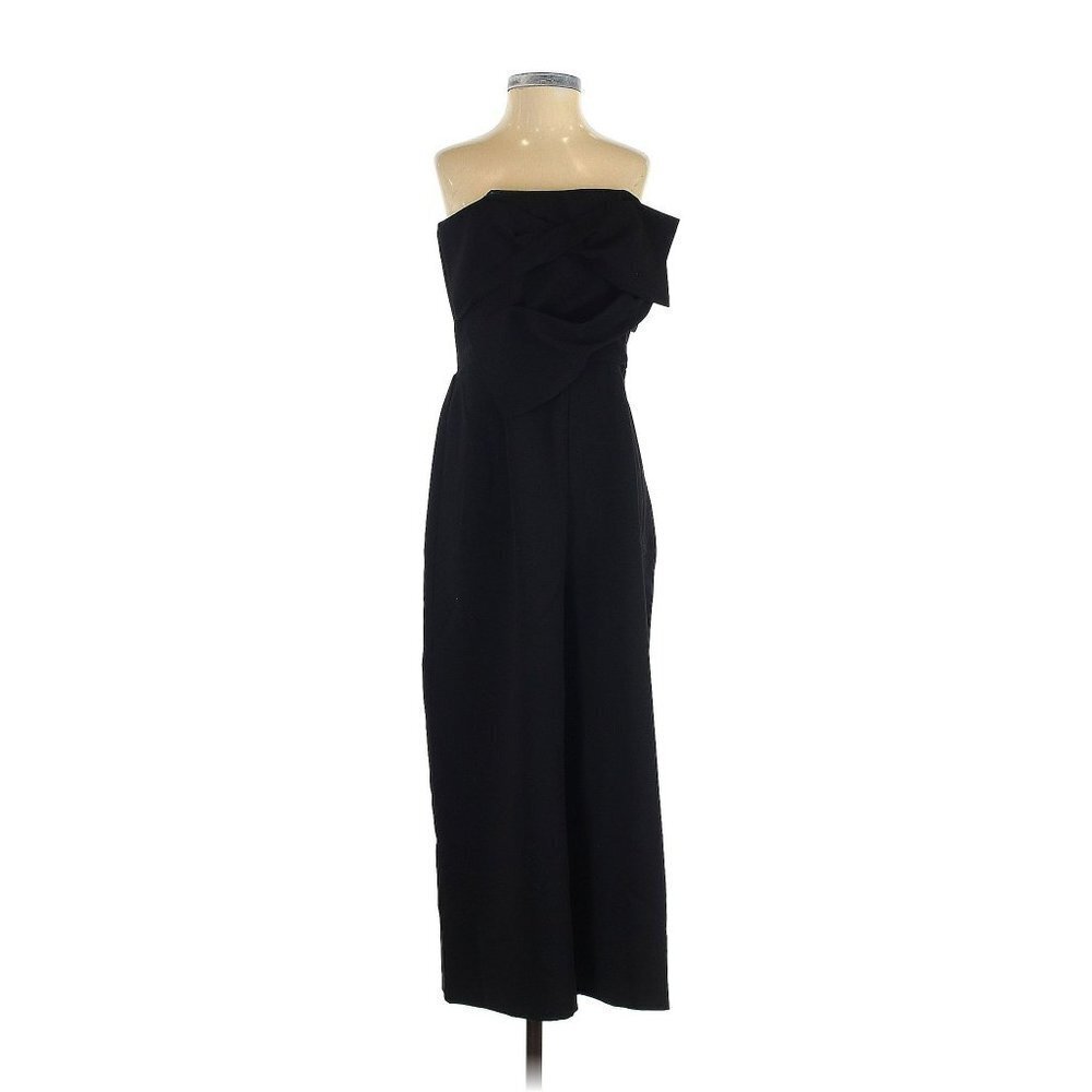 Top Shop Black Jumper  Wide Leg Tie Bow Collar Cut Open Back Size 4 Formal Sexy